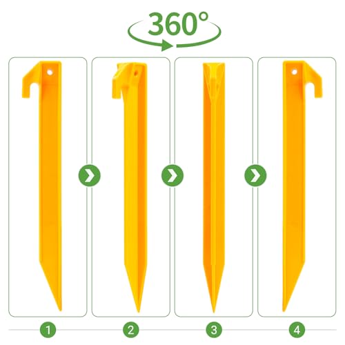 9 Inch Heavy Duty Plastic Tent Stakes - 10 Pack for Tents & Canopies