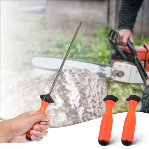 2 Pack Round File Handle with Ajustable Tightening Nut, File Cutting Tool Files Round Handle Replacement Accessories Plastic Nylon Handles for Chainsaw Files Diameter 4mm-5mm 0.2 Inch Hole Saw Chain