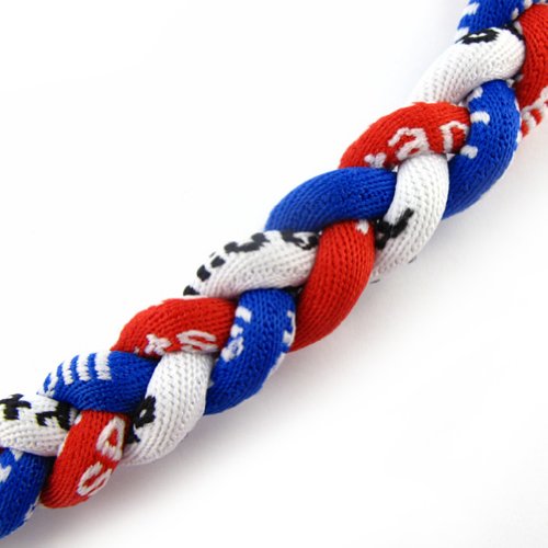 18-Inch Three-Braided Rope Tornado Necklace - Royal Blue, Red & White