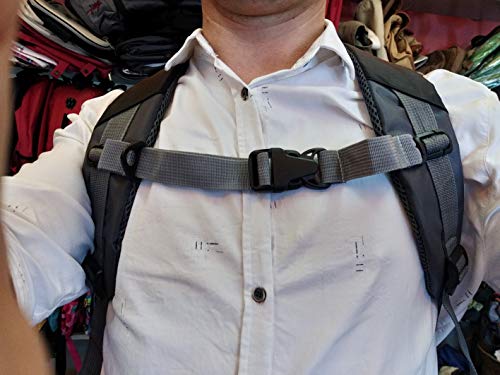 Adjustable Backpack Chest Strap - Rugged Nylon - Wolf Grey