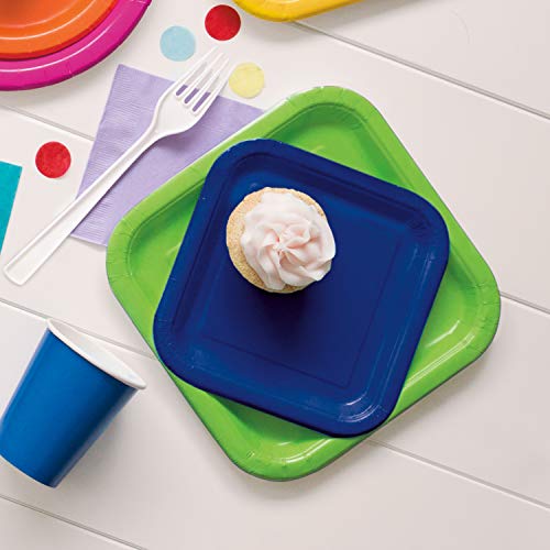 Navy Blue Square Dessert Plates - 7-Inch Set of 16