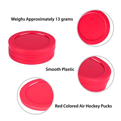 2.5-Inch Air Hockey Replacement Pucks - Red Durable Plastic (Pack of 4)