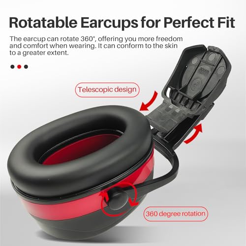 32dB Ear Muffs Hard Hats,Sound Proof Safety Ear Protection For Construction,Gun Range,Lawn Mowing