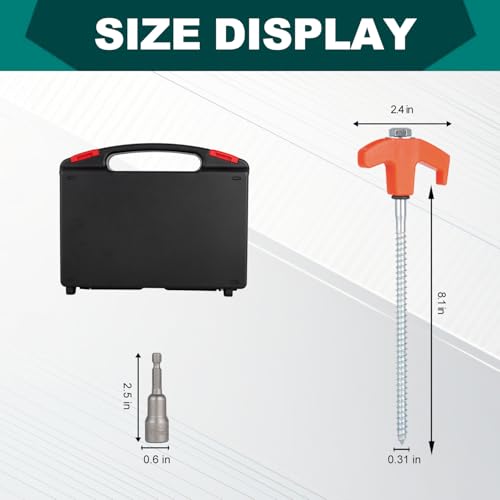 YIYAO 20 Pack Heavy Duty Screw-in Tent Stakes 8 Inch Ground Anchors with Storage Box (Orange)