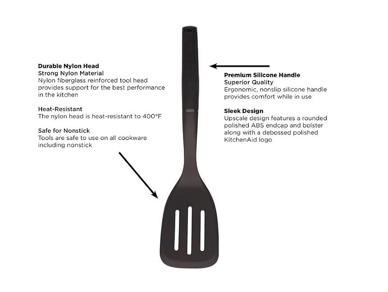 KitchenAid Classic Nylon Slotted Turner, 13.66-Inch, Black