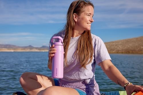 Stanley IceFlow Water Bottle 24 OZ - Insulated Stainless Steel with Built-In Straw | Lightweight & Leak-Resistant | Plum