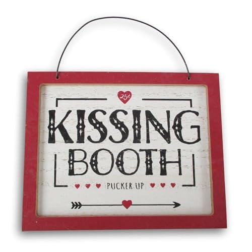 Making the Grade Valentine's Day Red Mini Kissing Booth Framed Mini Hanging Sign - 5 x 4 Inch