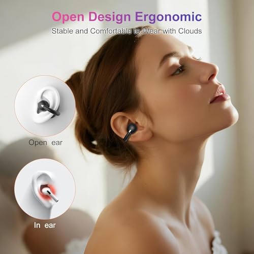 OHAYO Open-Ear Clip-On Headphones for Glasses Wearers, 40H Battery, Bluetooth 5.4, 4.7g