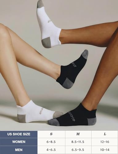 Compression Ankle Socks with Arch Support - Large, 5 Pairs, White