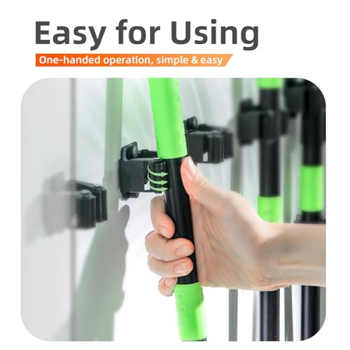 8 PCS Broom Holder Wall Mount, Upgraded Heavy Duty Mop and Broom Holder Wall Mount, Stainless Steel Broom Hanger Mop Holder Rack for Kitchen Laundry Garden Tool Organizer