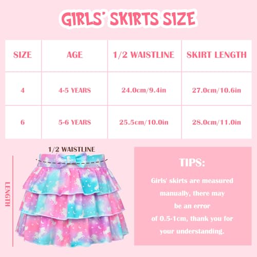 Kids Skirts for Girls 4-5T Unicorn Blue & Purple Ruffle Scooter Skirts