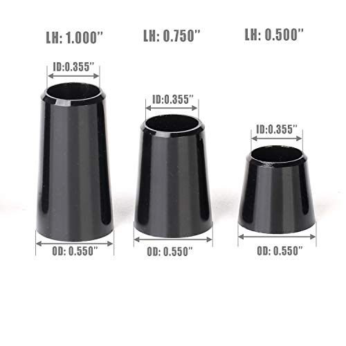12 Pack Golf Iron Ferrules - Solid Black, 0.355 ID x 0.750 L