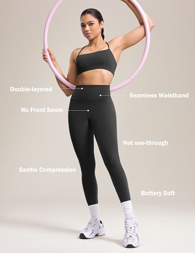 POSHDIVAH Creamluxe No Front Seam Yoga Leggings 25in Black Medium