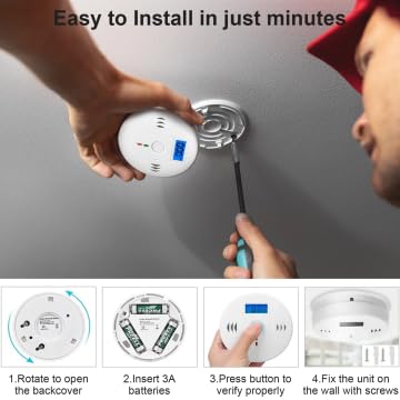 Carbon Monoxide Detector, Carbon Monoxide Alarm, CO Detector with LCD Digital Display, Battery Powered (2-Pack)