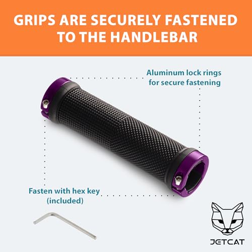 Ergonomic Bike Handlebar Grips - 130mm Round - Black & Purple