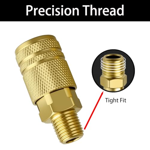 Air Compressor Quick Connect Fittings, 1/4 Inch NPT Brass Couplers and Plugs Set, Air Tool Accessories (1/4" FNPT Female)