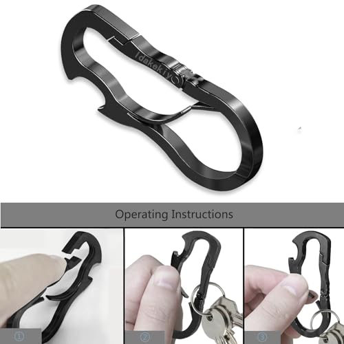 Zinc Alloy Carabiner Keychain with Bottle Opener - Black