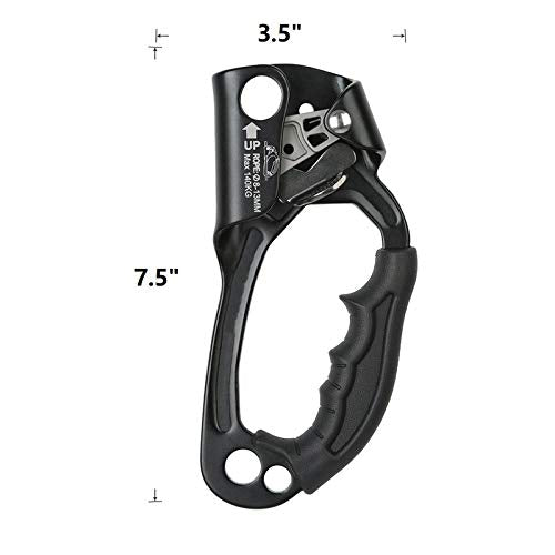 SZCQ SRT Climbing Hand Ascender Aviation Light Alloy Mountaineering Rock Ergonomic Rappelling Gear Equipment Right Handled Ascender Arborist Tree Climber Rigging