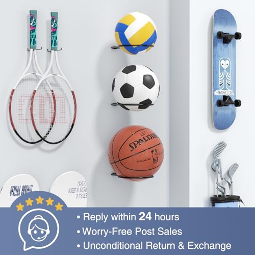 Wall Mount Sports Ball Holder Rack for Basketball & Soccer