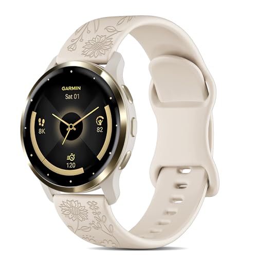 Sunflower Silicone Band - 18mm Soft Replacement Wristband for Garmin Venu 3S/Vivoactive 4S/Venu 2S/Venu 4/Vivomove 3S - Starlight