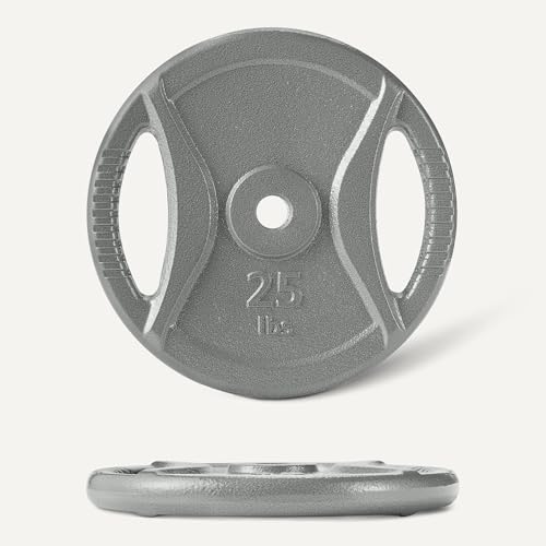 Amazon Basics 25 lb Grip Weight Plate, 1-Inch Center Hole – Cast Iron, Standard Barbell