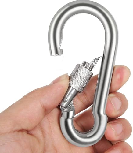 Stainless Steel Locking Carabiner Clips - 2.36 Inch 6PC Set