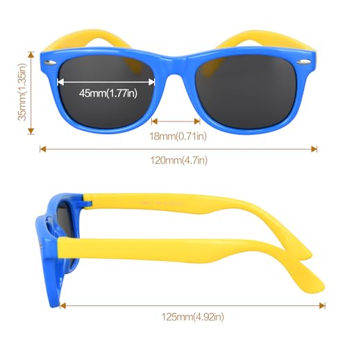 Kids Polarized Sunglasses with UV Protection - 2pcs Black