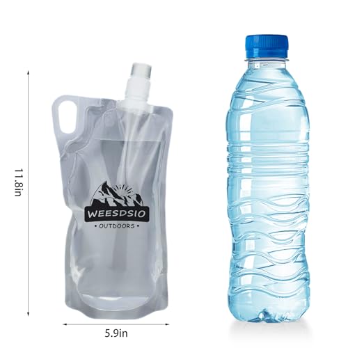 Weesdsio 33oz 2-Pack Collapsible Water Bottles with Mountaineering Buckles - BPA-Free, Foldable for Hiking Camping Running Cycling