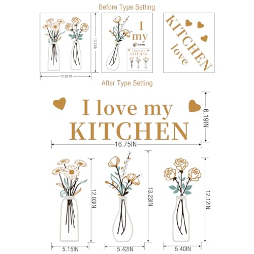 Kitchen Wall Stickers Decals Decor I Love My Kitchen Wall Decor Quotes Sign Daisy Rose Flower Vase Art Decorations for Home Dining Room Coffee Shop