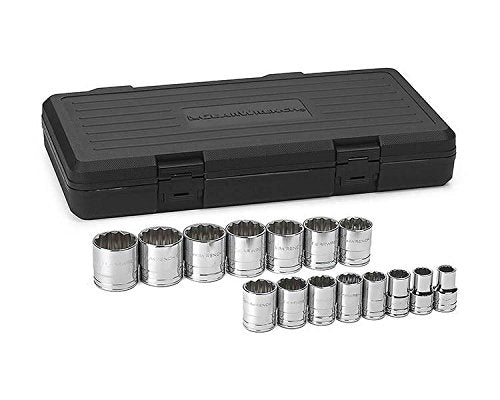 GEARWRENCH 15 Pc. 1/2" Drive 12 Pt. Standard Socket Set, SAE - 80731