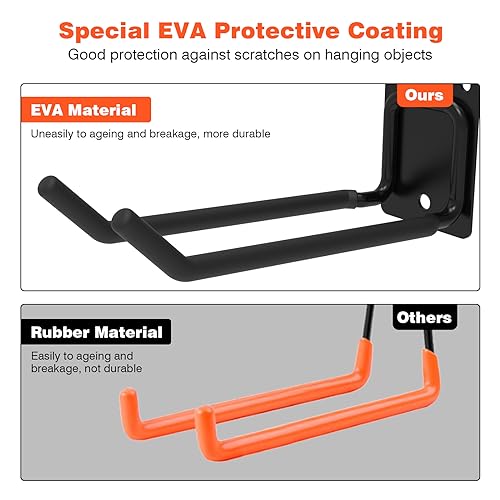 6 Packs 7.8inch Heavy Duty Garage Hooks, Garage Storage Organizer for Tool Organization, Shed Metal Utility Hooks Hanger for Tires, Bikes, Shed, Chair, Ladder, Ski and Snowboard