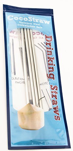 4-Pack Premium Stainless Steel Bend Straws with Cleaning Brush