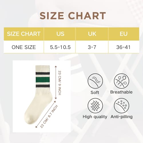 Retro Striped Crew Socks - One Size / 1 Pack Black & Green