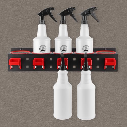 MOLIGOU 2 Pcs Spray Bottle Storage Rack, Wall Mount Bottle Organizer Car Detailing, Steel Spray Bottle Holder