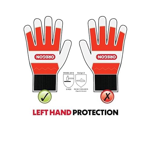 Oregon Chainsaw Left-Hand Protection Leather Gloves ? Medium (size 9) (91305M)