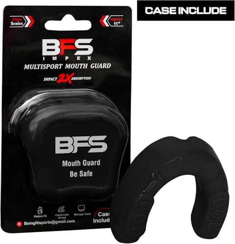 Kids Sports Mouth Guard with Case - BPA Free, Black