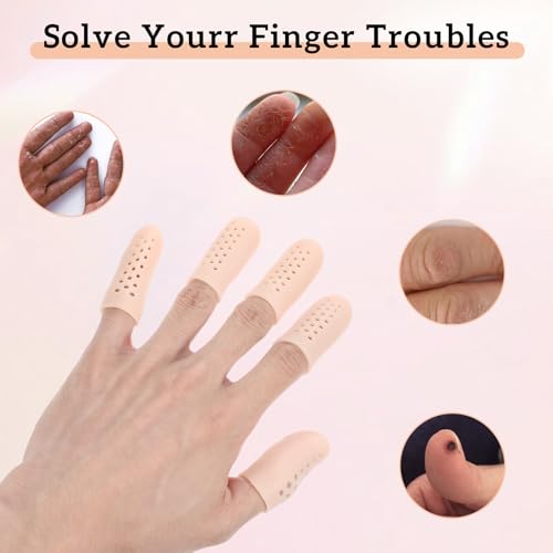 16 Pcs Breathable Silicone Finger Cots - Skin-Coloured Finger Protectors