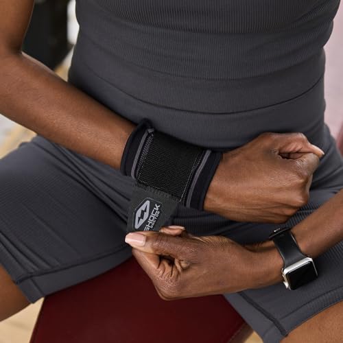 Shock Doctor Compression Knit Wrist Sleeve with Strap - Black/Grey, Medium, Support Brace