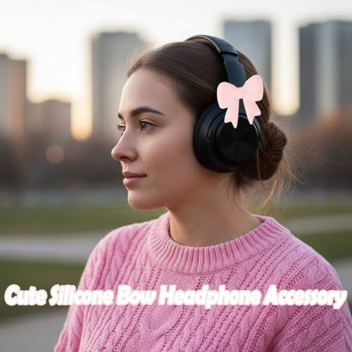 Silicone Bow Headphone Accessories - 3D Pink Bows for Headphones