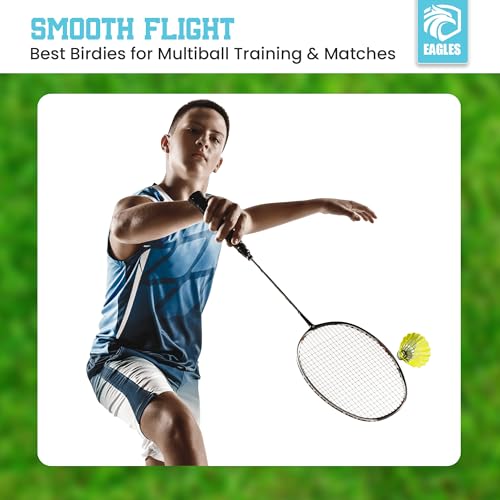 Badminton Shuttlecocks - Extra Durable Nylon Birdies, 6 Pack - Yellow