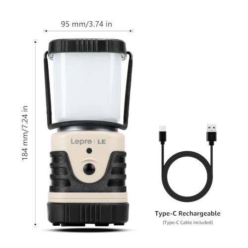 Lepro Rechargeable LED Camping Lantern 1000LM White, 4 Light Modes, Water-Resistant