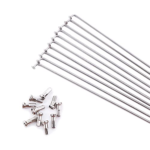 14G Stainless Steel Bicycle Spokes and Nipples Set - 245mm - 10 Pcs