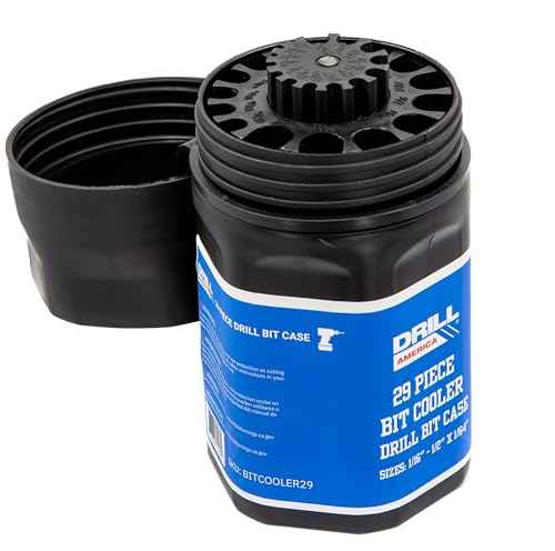 Drill America Empty Drill Bit Index/Case, Holds 29 Sizes, Round Plastic Bit Cooler, 1/16-1/2 by 64ths