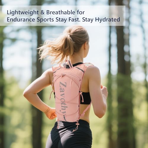 Pink Zavothy Hydration Vest Pack with 1.5L Water Bladder, Lightweight 6L Running & Cycling Backpack