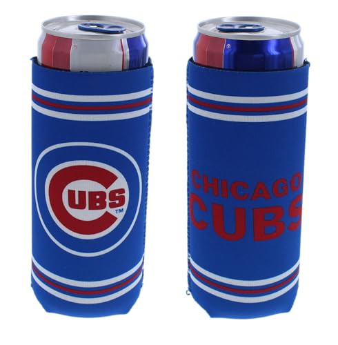 Ultra Slim 12oz Beer Can Cooler Sleeve - Chicago Stripe (Cubs) 2-Pack