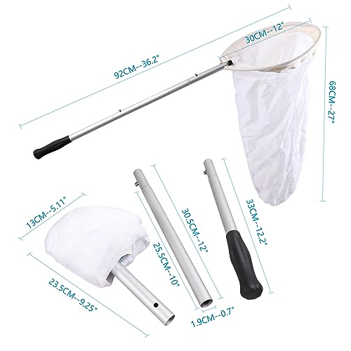 RESTCLOUD 12in Butterfly Net with 36.2in Extend & Detachable Push-Fit Handle, Crushable Pocket Net