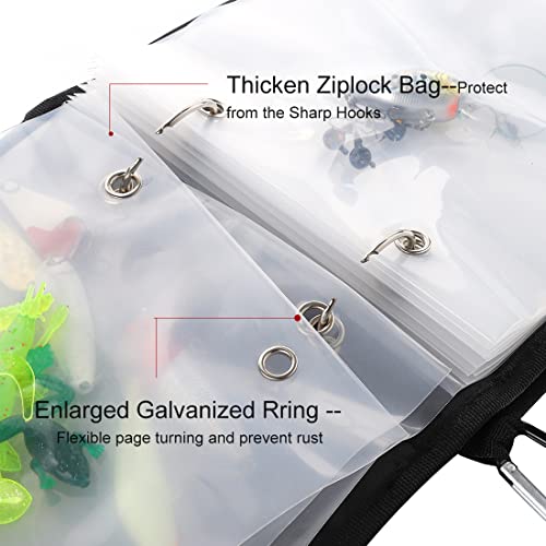 Fishing Tackle Binder Wallet for Soft Baits with 10 Transparent Ziplock Bags