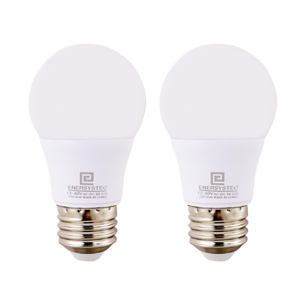 12V-60V LED Light Bulb E26 Regular Light Base,4000K Daylight, 12V AC DC Low Voltage 3W LED Equivalent 25W Incandescent Lamp, Medium Screw Base, 12V 24V 32V 36V 48V 60V A15 Bulb, Not for 120V, 2 Pack