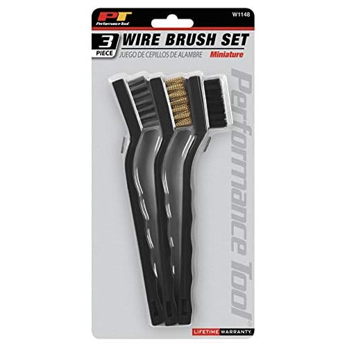 Performance Tool W1148 Miniature Brass, Nylon and Stainless Steel Brush Set