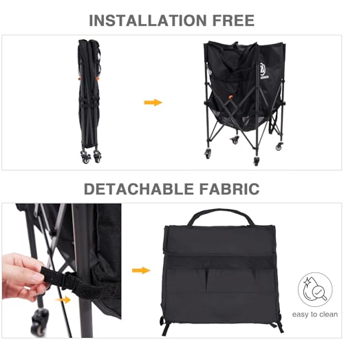 Collapsible Sports Equipment Storage Cart with Lockable Wheels